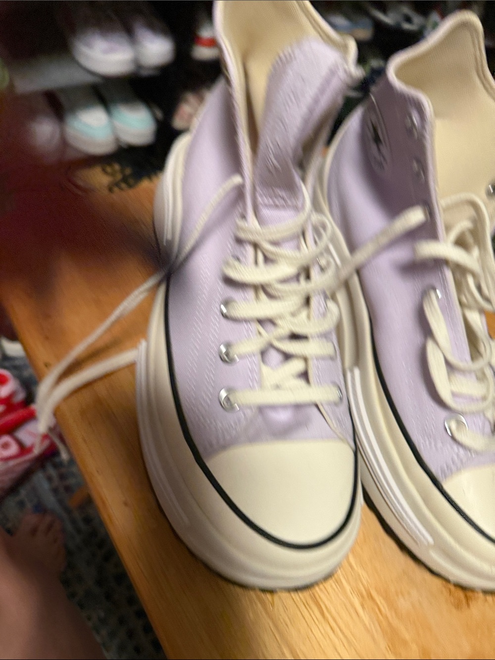 Lilac High-Top Canvas Sneakers with Cream Sole size 11.5